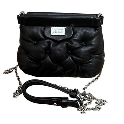 超美品 Maison Margiela メゾン マルジェラ グラムスラム ベビー ブラック シルバー金具 羊革 ショルダーバッグ ポシェット I2-00034 【中古】