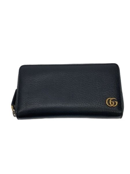 GUCCI GG Marmont Leather Zip Around Wallet "Black/Gold"