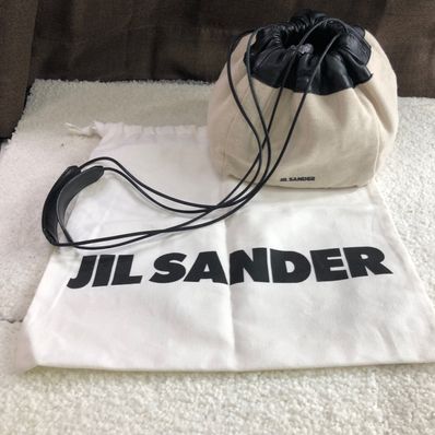 キャンバス×レザー 巾着バッグ ベージュ ショルダーバッグ