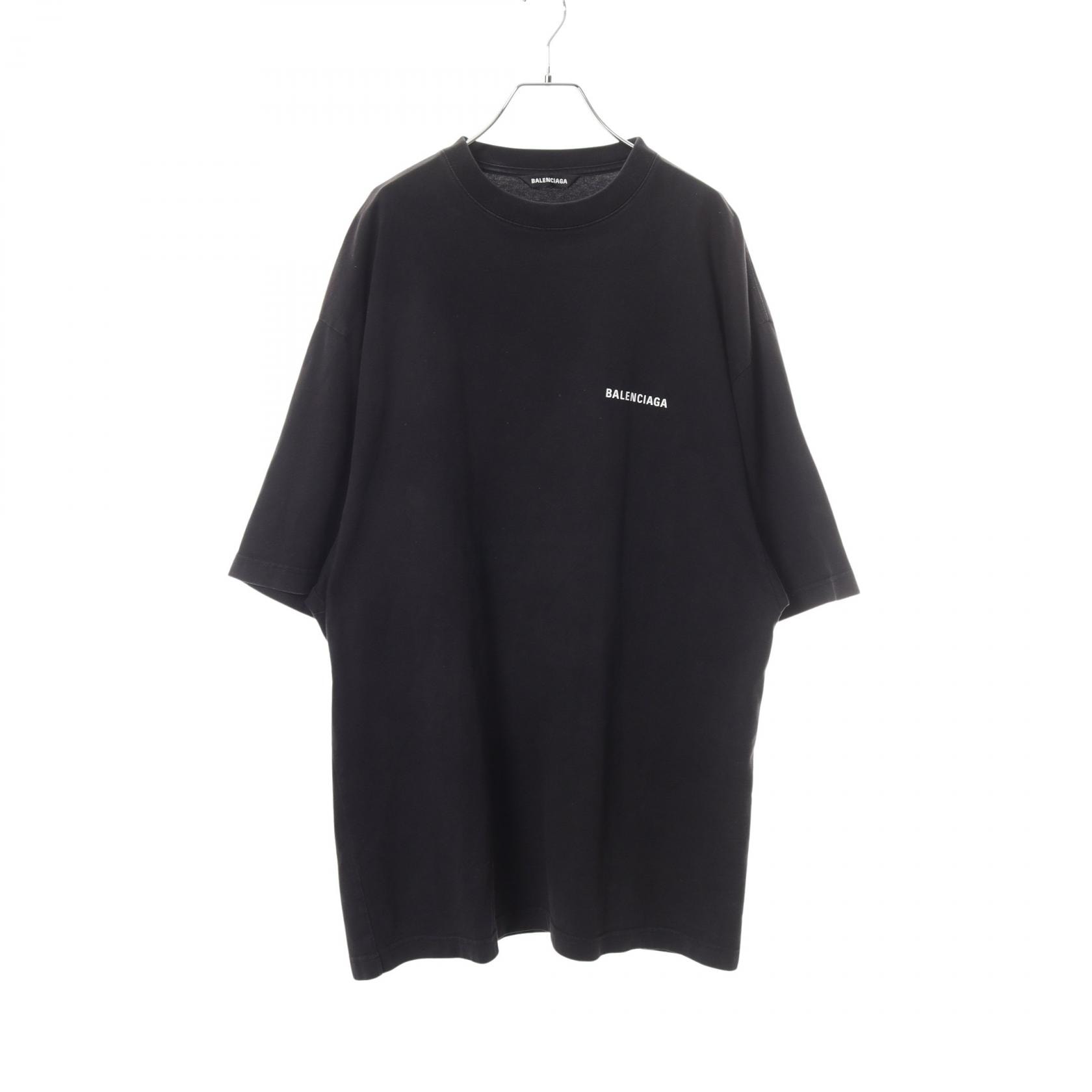バレンシアガ BALENCIAGA ロゴプリント オーバーサイズ 半袖Tシャツ 衣料品 トップス コットン メンズ ブラック系 641614 【中古】