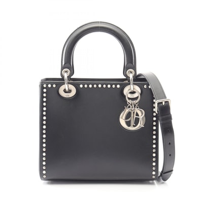 ディオール Dior LADY DIOR レディディオール スタッズ 2WAY ハンドバッグ バッグ レザー レディース ブラック系 【中古】