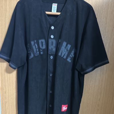 Supreme Ultrasuede Mesh Baseball Jersey "Black"