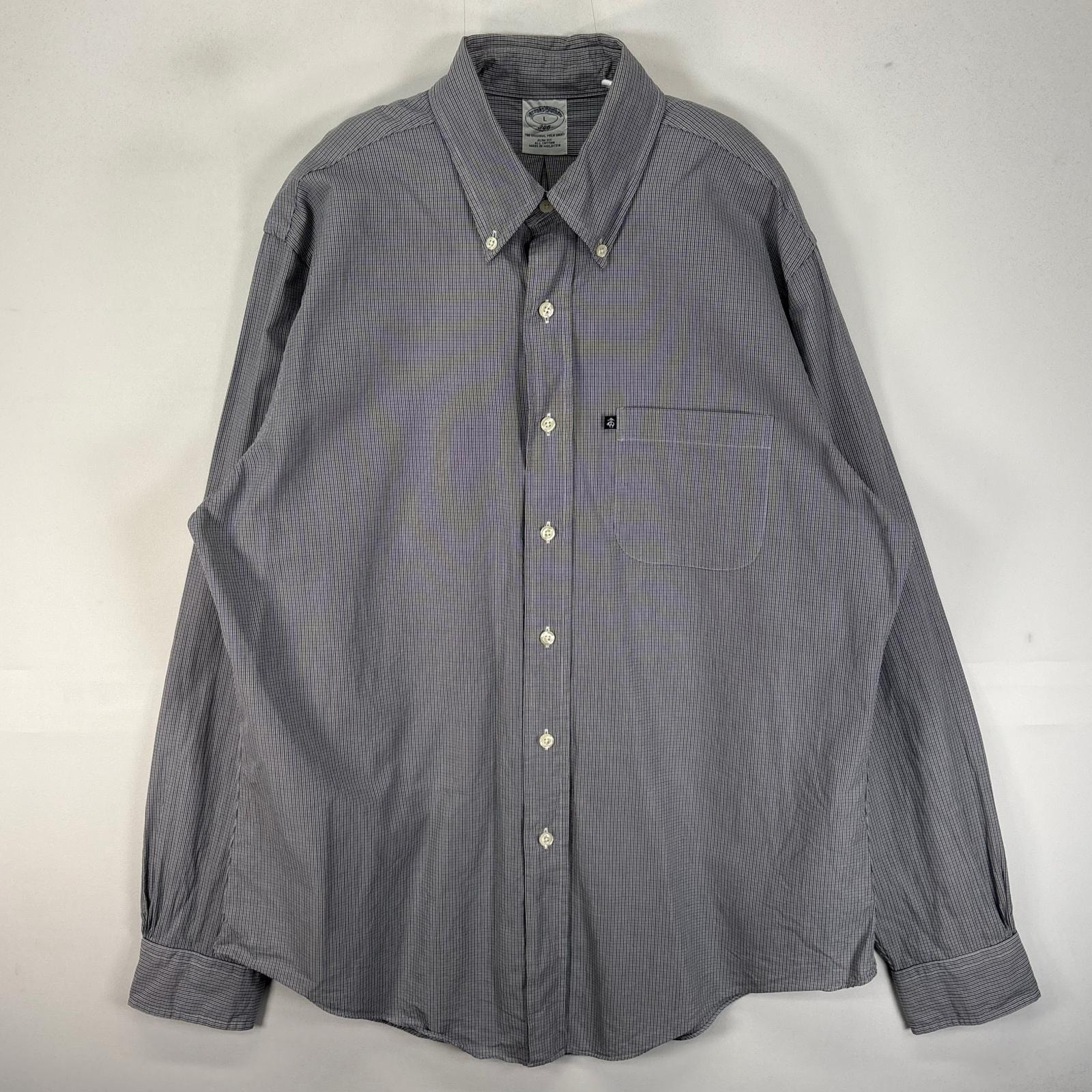 古着 ブルックスブラザーズ Brooks Brothers 長袖シャツ ボタンダウン 胸ポケット 346 L  ネイビー系 チェック メンズ