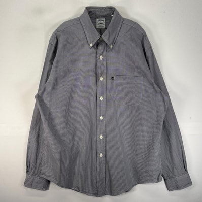 古着 ブルックスブラザーズ Brooks Brothers 長袖シャツ ボタンダウン 胸ポケット 346 L ネイビー系 チェック メンズ