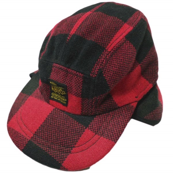 新品 RRL ダブルアールエル EAR FLAP HUNTING CAP バッファローチェック イヤーフラップハンティングキャップ MARRHGLDJ900032 S(内周約58cm) RED Double RL パイロット 帽子 g21165