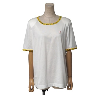 YVES SAINT LAURENT イヴ・サンローラン ヴィンテージ 半袖Tシャツ サイズM YSLロゴ刺繍 クルーネック ブランド古着【中古】20260617/RA9895