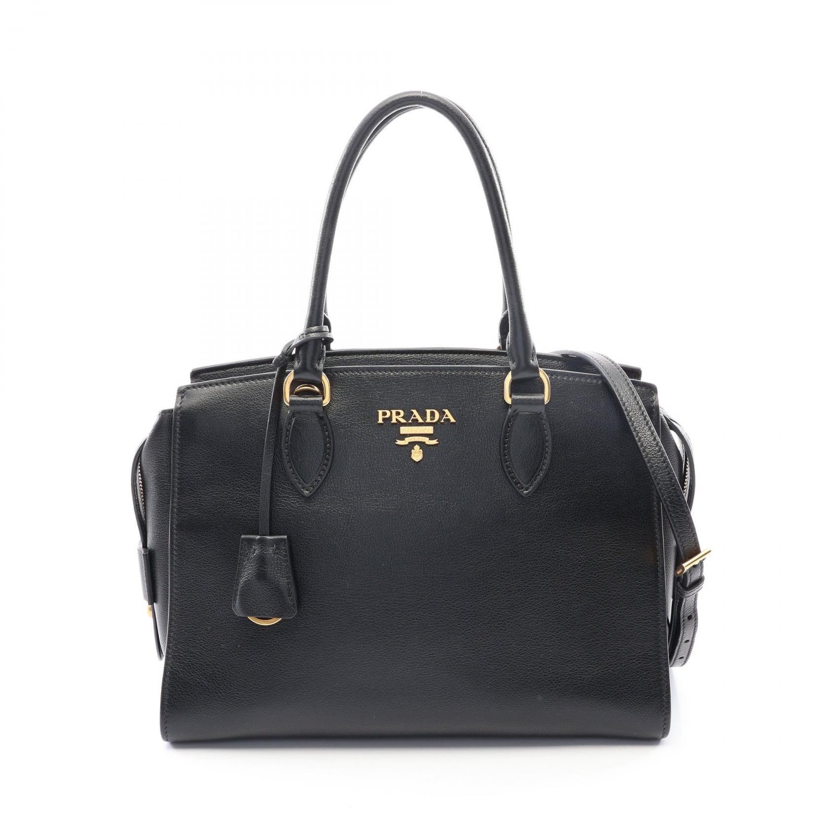 プラダ PRADA 2WAY ハンドバッグ バッグ レザー レディース ブラック系 【中古】
