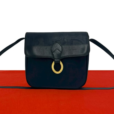 Christian Dior ディオール ロゴ 金具 レザー PVC ショルダーバッグ ネイビー
36583