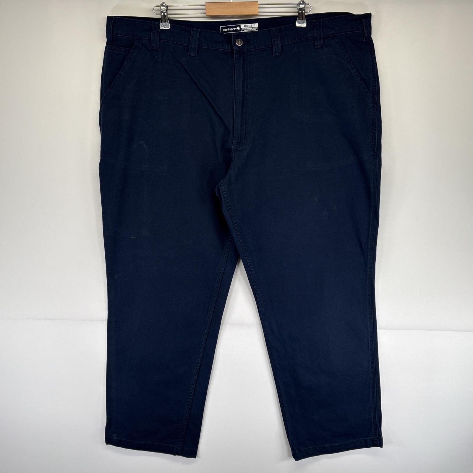 古着 カーハート Carhartt ワークパンツ ダック地 ワンポイントロゴ サイドポケット 長ズボン 作業着 w48 L32  ネイビー メンズ