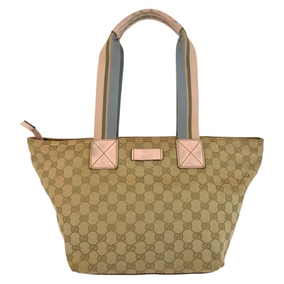 GUCCI グッチ シェリーライン ベージュ ピンク ゴールド金具 GGキャンバス レザー/ トートバッグ ショルダーバッグ 600793 【中古】