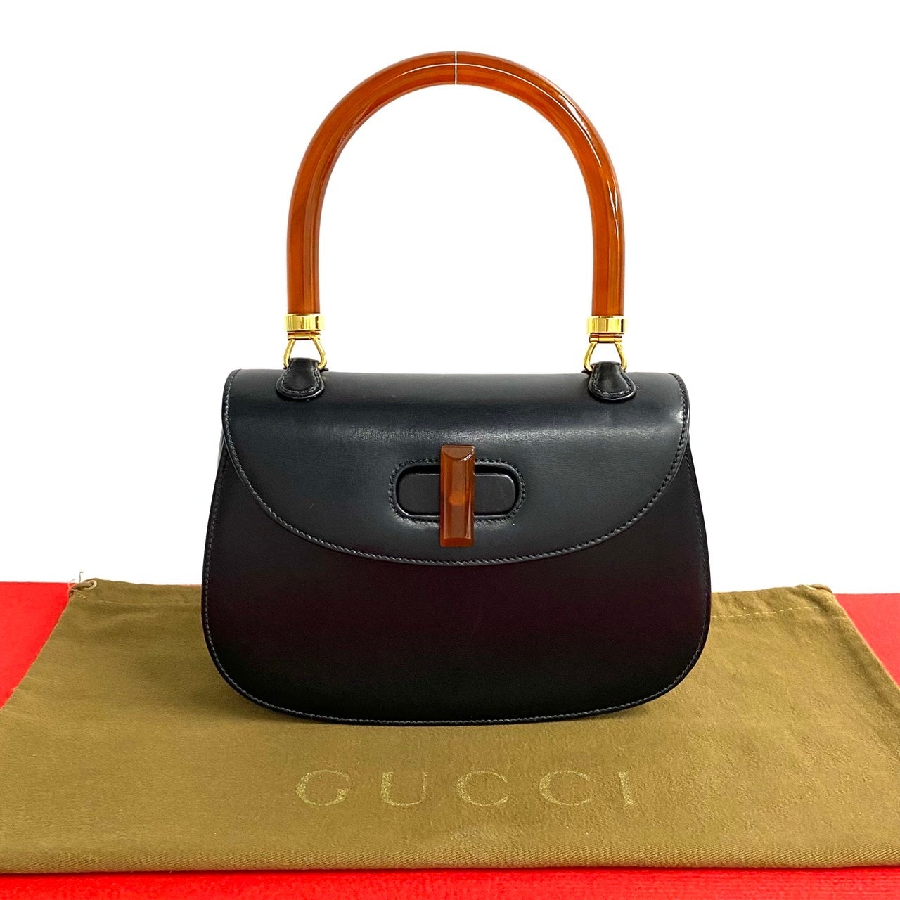 GUCCI グッチ ターンロック レザー ハンドバッグ ブラック
41525