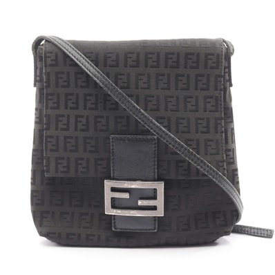 フェンディ FENDI ズッキーノ ショルダーバッグ バッグ キャンバス レザー レディース ブラック系 【中古】