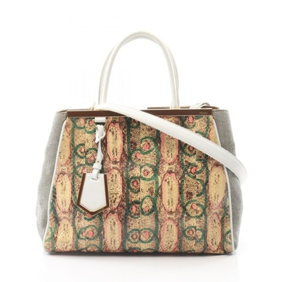 フェンディ FENDI 2JOURS トゥージュール ハンドバッグ バッグ エキゾチックレザー レザー キャンバス レディース ベージュ系 / マルチカラー 8BH250 【中古】