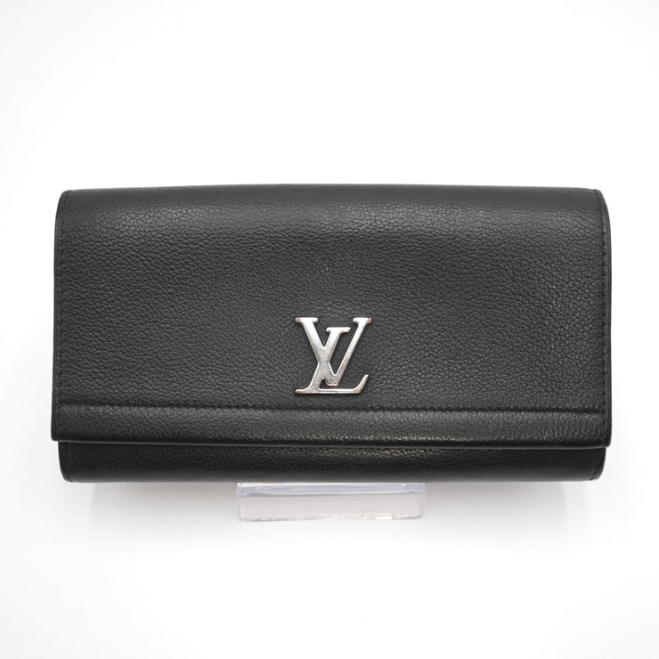 LOUIS VUITTON(ルイ・ヴィトン)ポルトフォイユ・ロックミーII 長財布 ブラック ノワール レザー LVロゴ シルバー金具 フラップウォレット レディース M62329【中古】