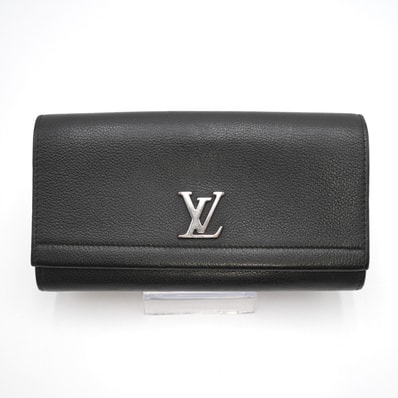 LOUIS VUITTON(ルイ・ヴィトン)ポルトフォイユ・ロックミーII 長財布 ブラック ノワール レザー LVロゴ シルバー金具 フラップウォレット レディース M62329【中古】