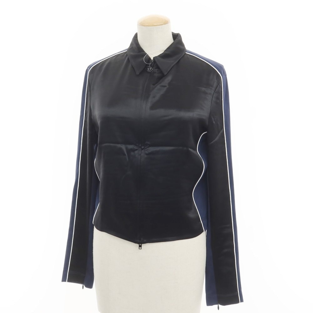 【中古】ディーゼル DIESEL 2024年春夏 アセテートポリエステル ジップアップ ジャージ ブラックxネイビー【サイズ42】【レディース】