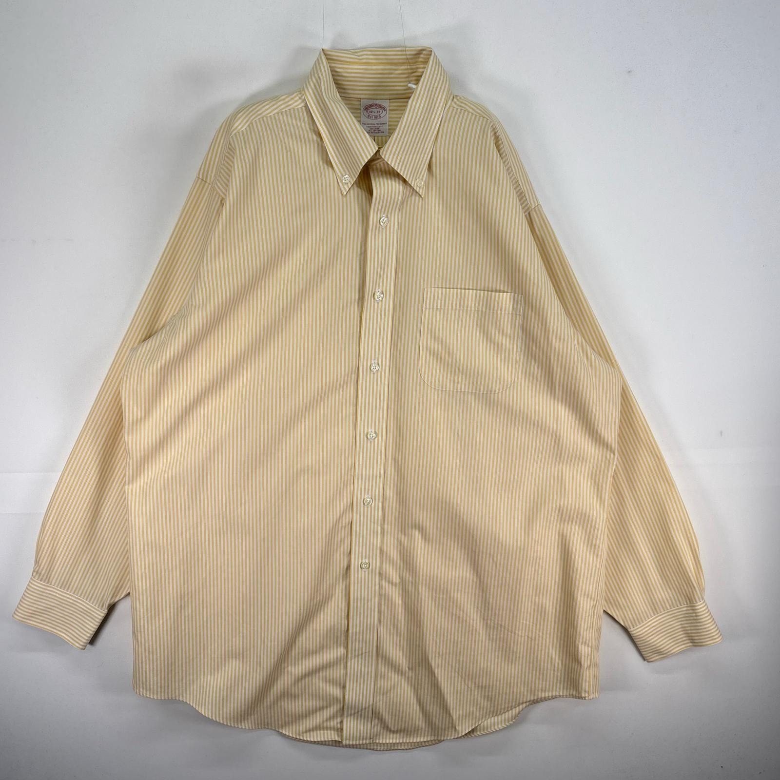 古着 ブルックスブラザーズ Brooks Brothers 長袖シャツ TRADITIONAL FIT 胸ポケ ボタンダウン L イエロー系 ストライプ メンズ