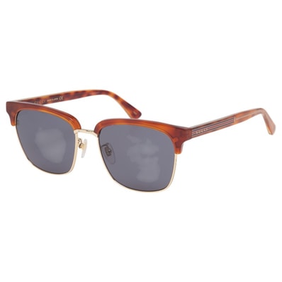 グッチ ロゴ UVカット ハーフリム クリングスタイプ アイウェア サングラス GG0382S ブラウン プラスチック レディース GUCCI 【中古】