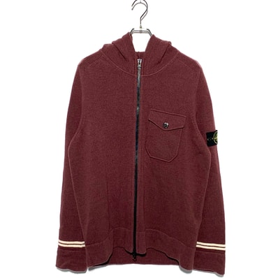 STONE ISLAND Zip Up Knit Hoodie "Red"