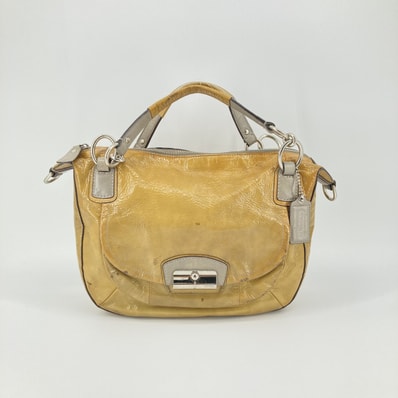 COACH(コーチ) クリスティン ラウンド サッチェル パテントレザー 2WAY 19297 ショルダーバッグ マスタードイエロー