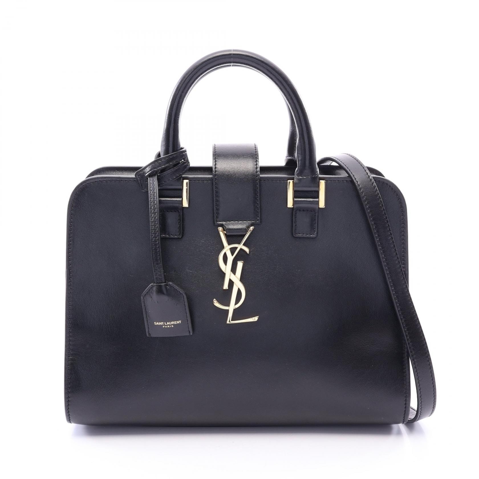 サンローランパリ SAINT LAURENT PARIS YSLライン ベイビー モノグラム カバス 2WAY ハンドバッグ バッグ レザー レディース ブラック系 472466 【中古】
