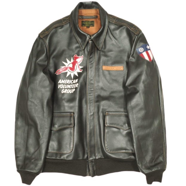 美品 AVIREX LTD 米国製 A-2 FLYING TIGERS ブラウン AVIREX アビレックス A-2 フライングタイガース フライトレザー