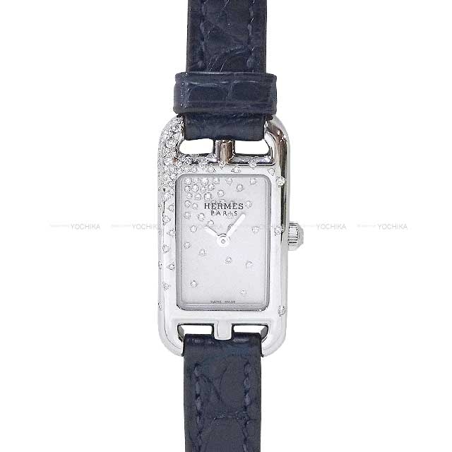 HERMES エルメス 腕時計 レディース ナンタケット PM 29mm ジュテドゥディアマン NA2.131 ブルーインディゴ クロコダイルアリゲーターマット/ステンレススチール/ダイヤ C刻印 新品未使用