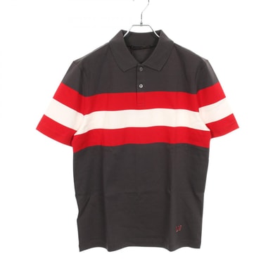 ルイ・ヴィトン LOUIS VUITTON LV刺繍 ポロシャツ 衣料品 トップス コットン グレー メンズ グレー系 / レッド系 / ホワイト系 【中古】