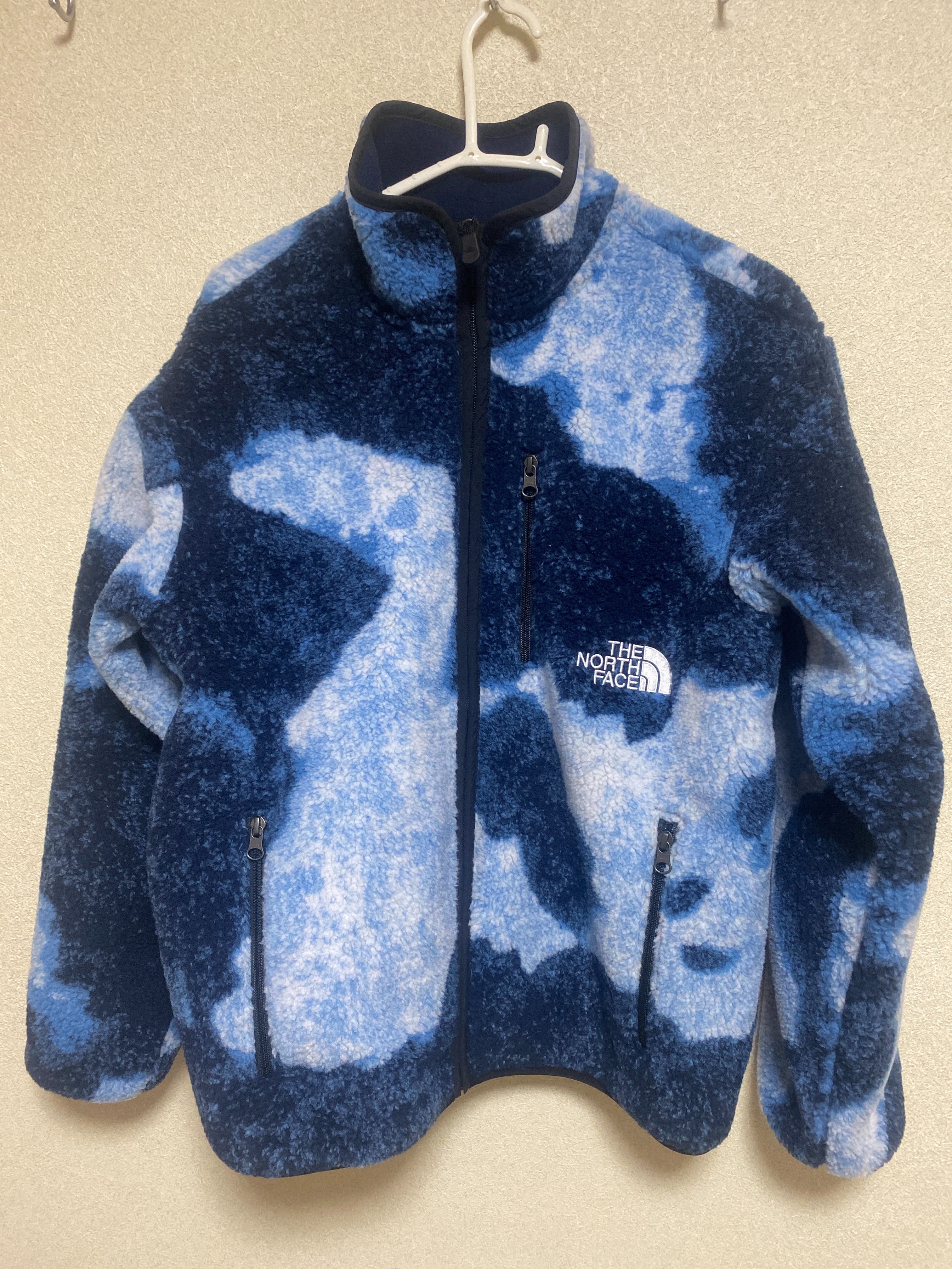 Supreme x The North Face Bleached Denim Print Fleece Jacket "Indigo"