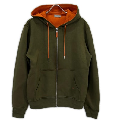 ディオールオム 663J206Y0413 カーキ×オレンジ ジップアップスウェットパーカー M