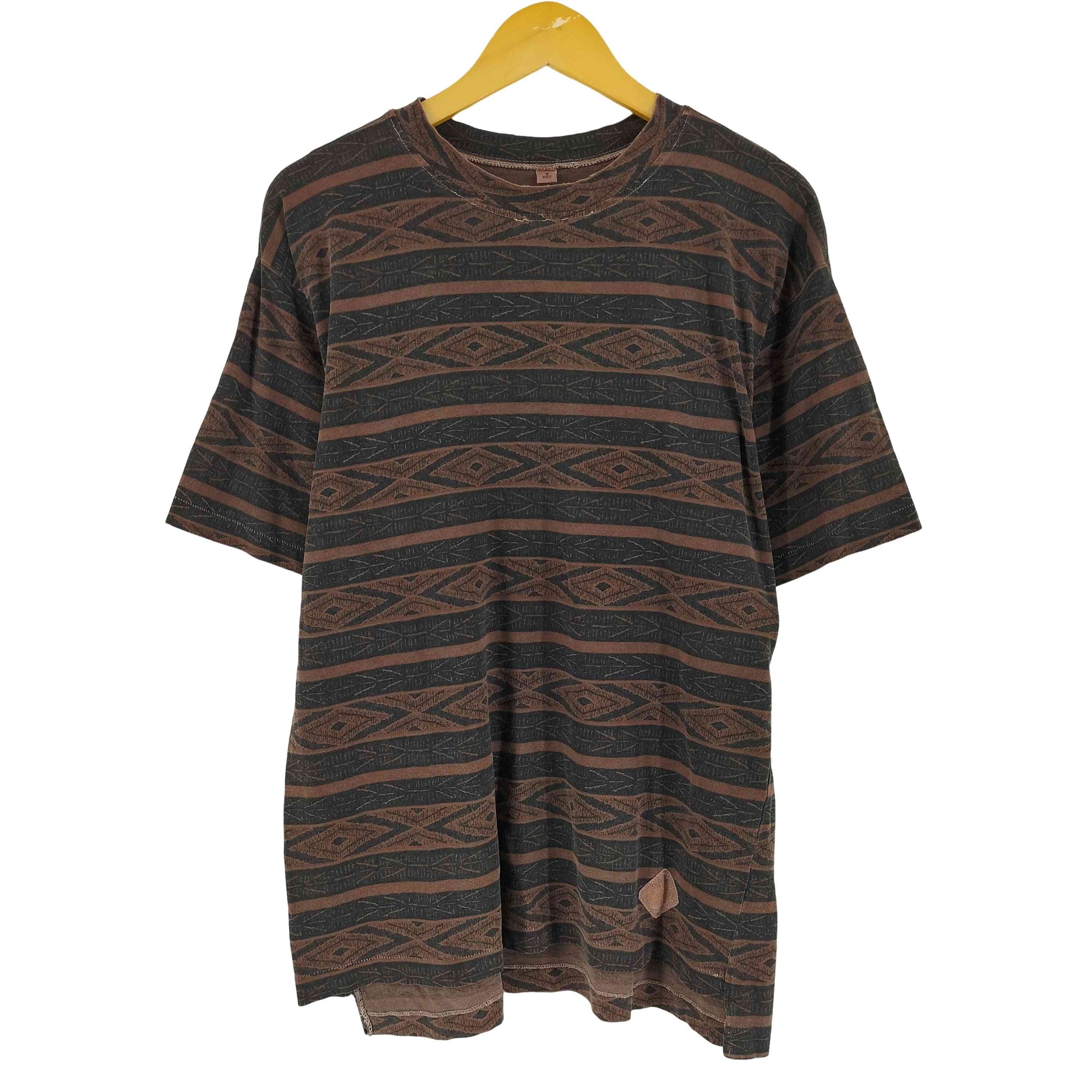 D (傷や汚れあり)】90s MADE IN USA 総柄クルーネックS/S Tシャツ