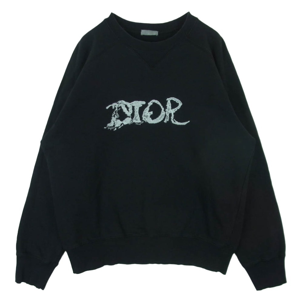 Christian Dior クリスチャンディオール 143J684C0531 PETER DOIG ロゴ刺繍 エンブロイダリー スウェット トレーナー ブラック系 XXL【中古】