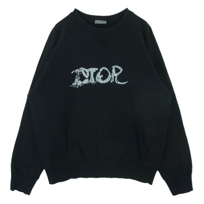 Christian Dior クリスチャンディオール 143J684C0531 PETER DOIG ロゴ刺繍 エンブロイダリー スウェット トレーナー ブラック系 XXL【中古】