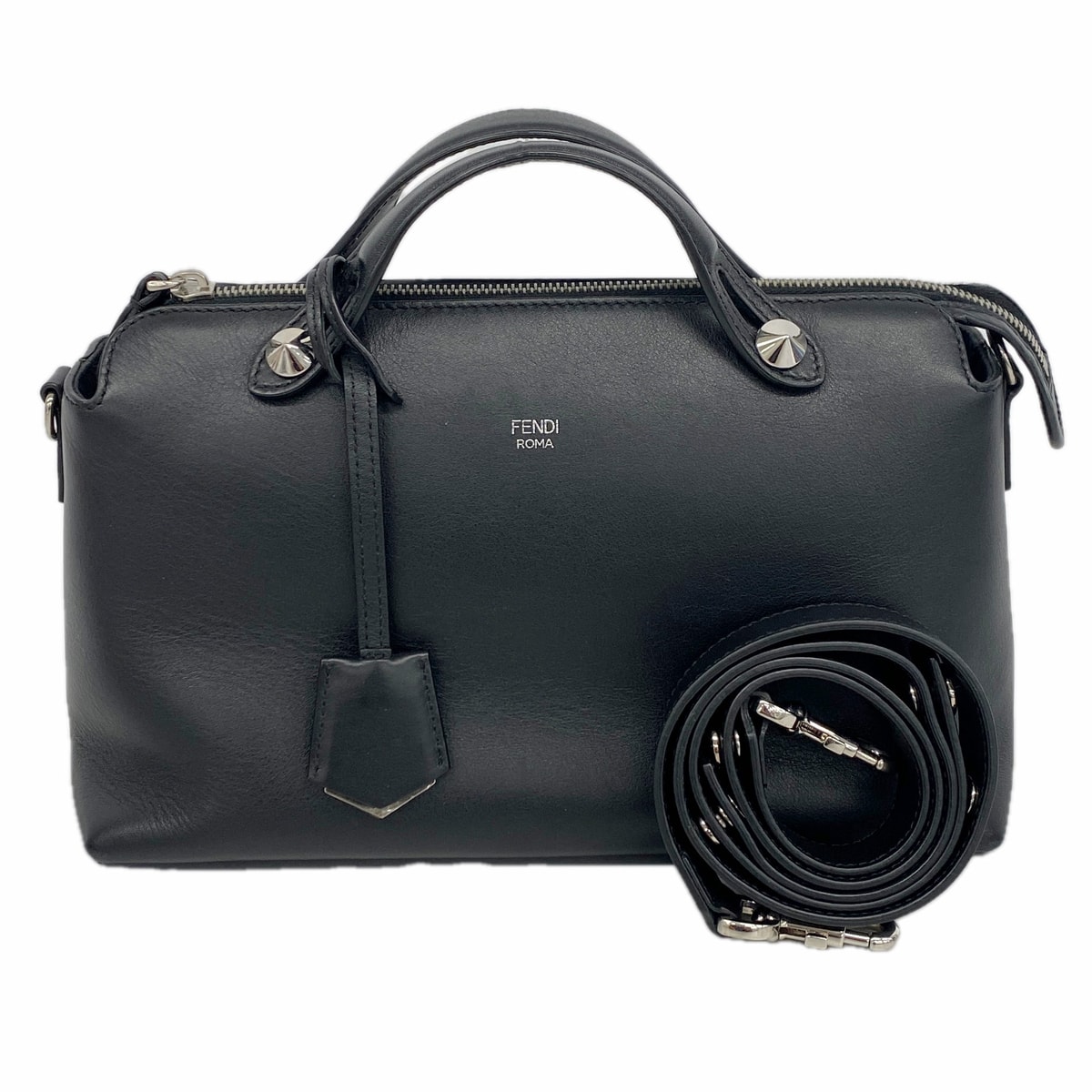 【6ic3400】フェンディ ハンドバッグ バイザウェイ レザー ブラック シルバー金具 2wayバッグ【中古】レディース