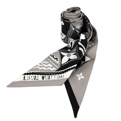 LOUIS VUITTON ルイヴィトン スカーフ LV スターサイン スコーピオ バンドーBB ファッションアイテム モノグラムフラワー M97284 シルク ブラック 黒 グレー レディース【中古品】