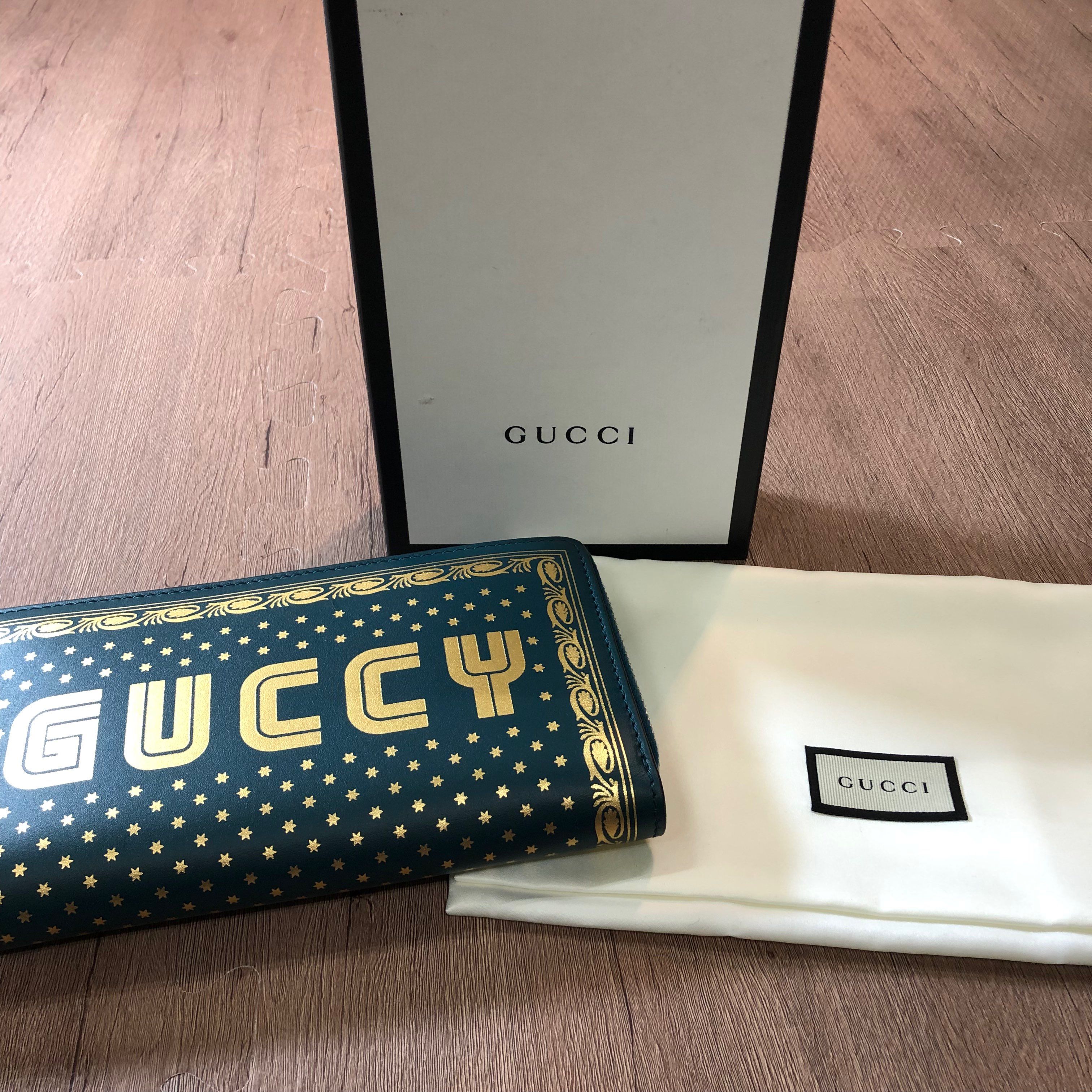 GUCCI Guccy Zip Around Wallet "Black/Gold"