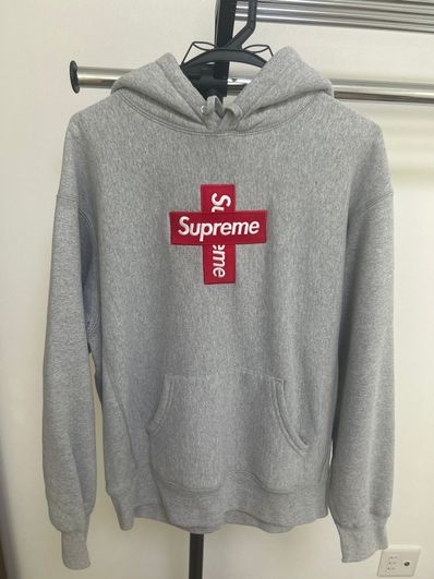 Supreme Cross Box Logo Hooded Sweatshirt "Grey"