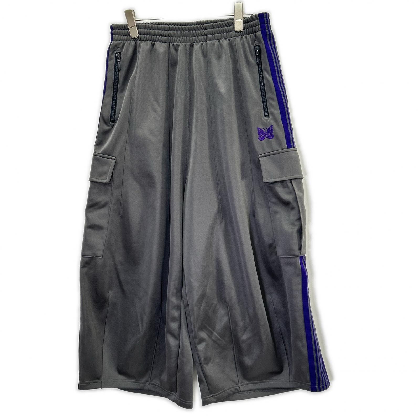 ニードルズ LHP別注 25SS PU1631 グレー×パープル ポリエステル パピヨン刺繍 カーゴポケット H.D.TRACK PANT/ヒザデルトラックパンツ XS