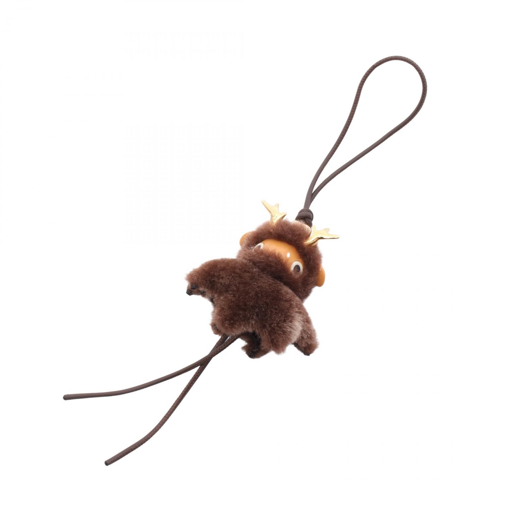 ロエベ LOEWE フォーニィ チャーム アクセサリー レザー ファー / メタル レディース ブラウン系 / ゴールド系 C621232XR5 【新品】