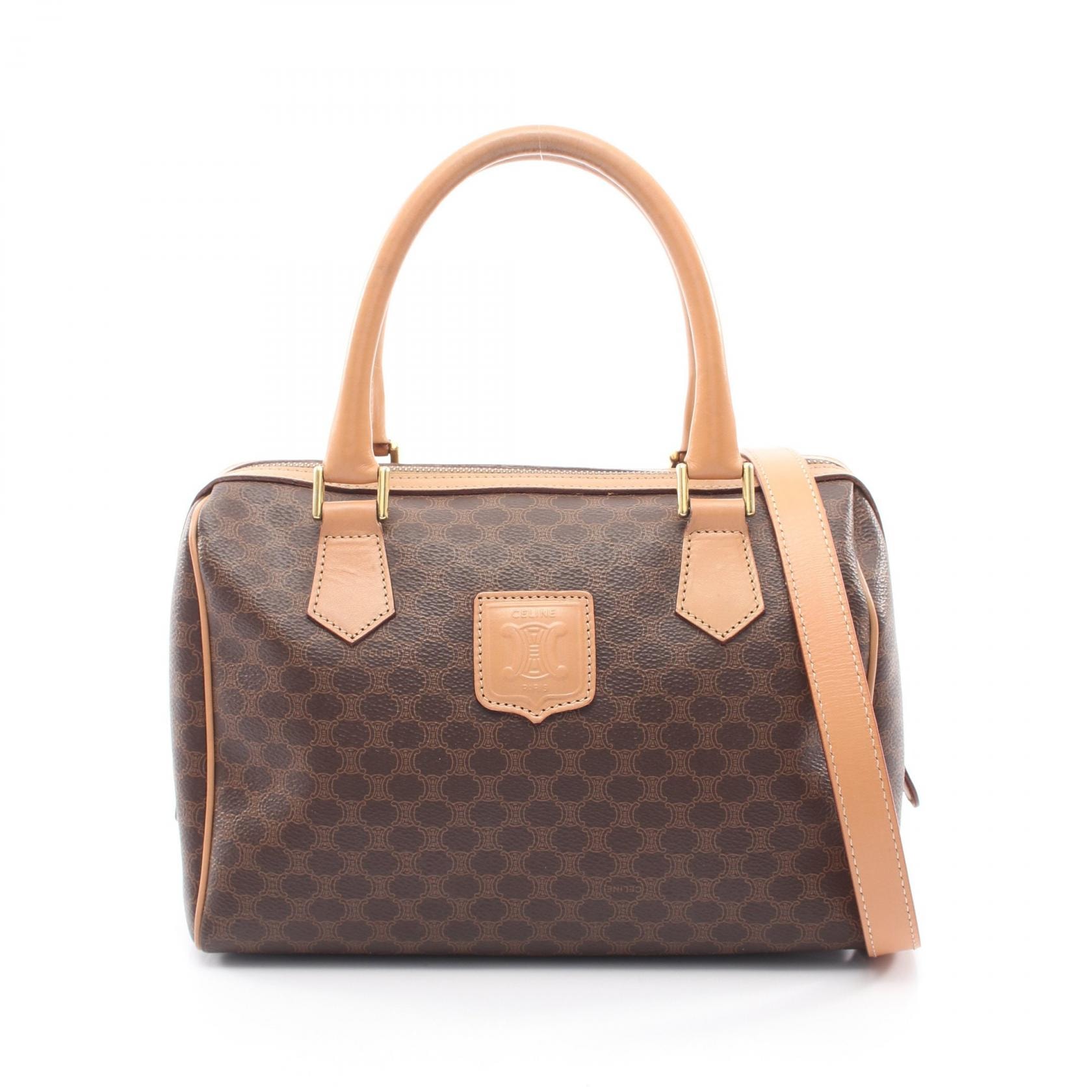 セリーヌ CELINE マカダム 2WAY ハンドバッグ バッグ PVCコーティングキャンバス レザー レディース ブラウン系 【中古】