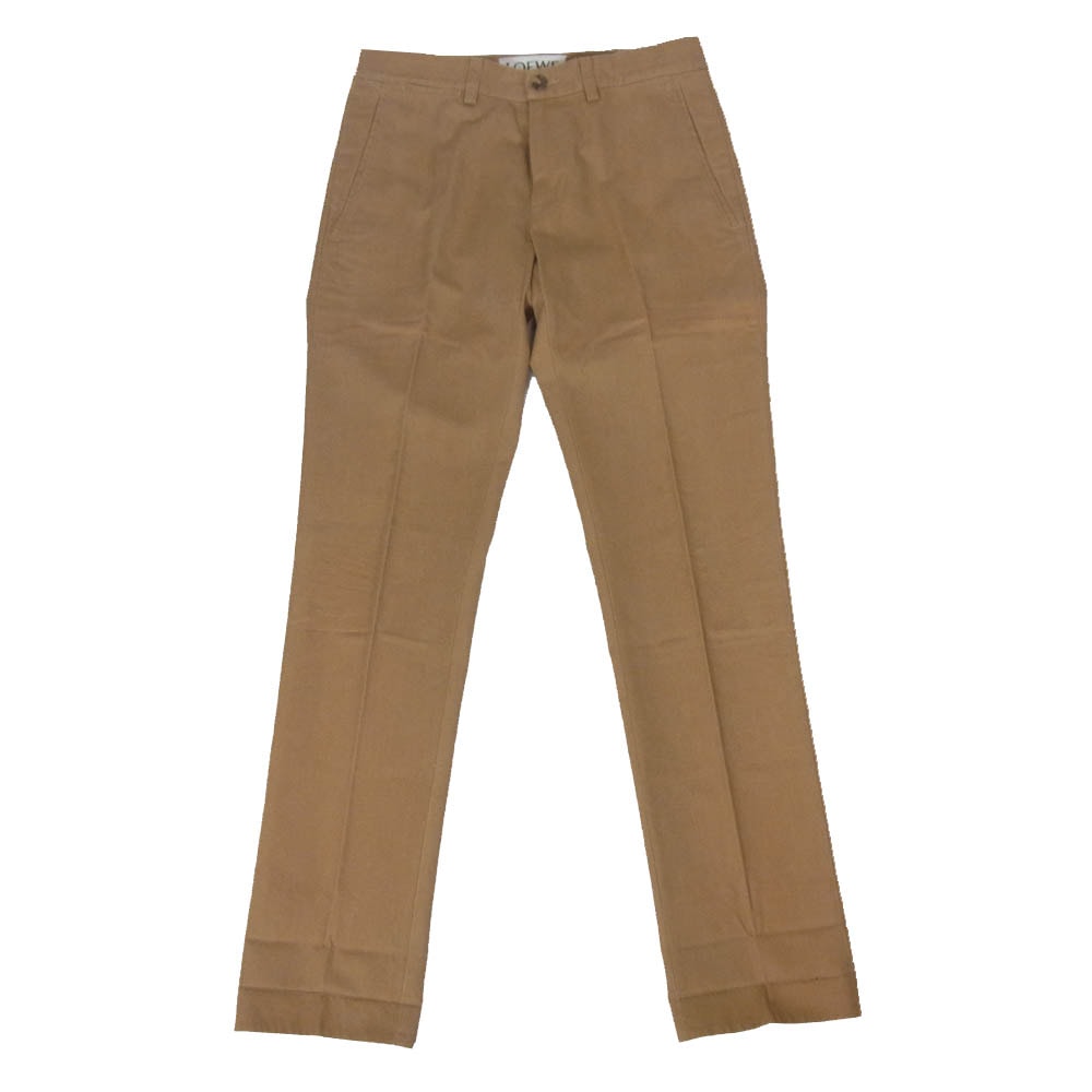 LOEWE ロエベ パンツ 裾ダブル センタープレス コットン トラウザー パンツ ベージュ系 30【中古】