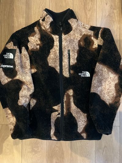 Supreme x The North Face Bleached Denim Print Fleece Jacket "Black"