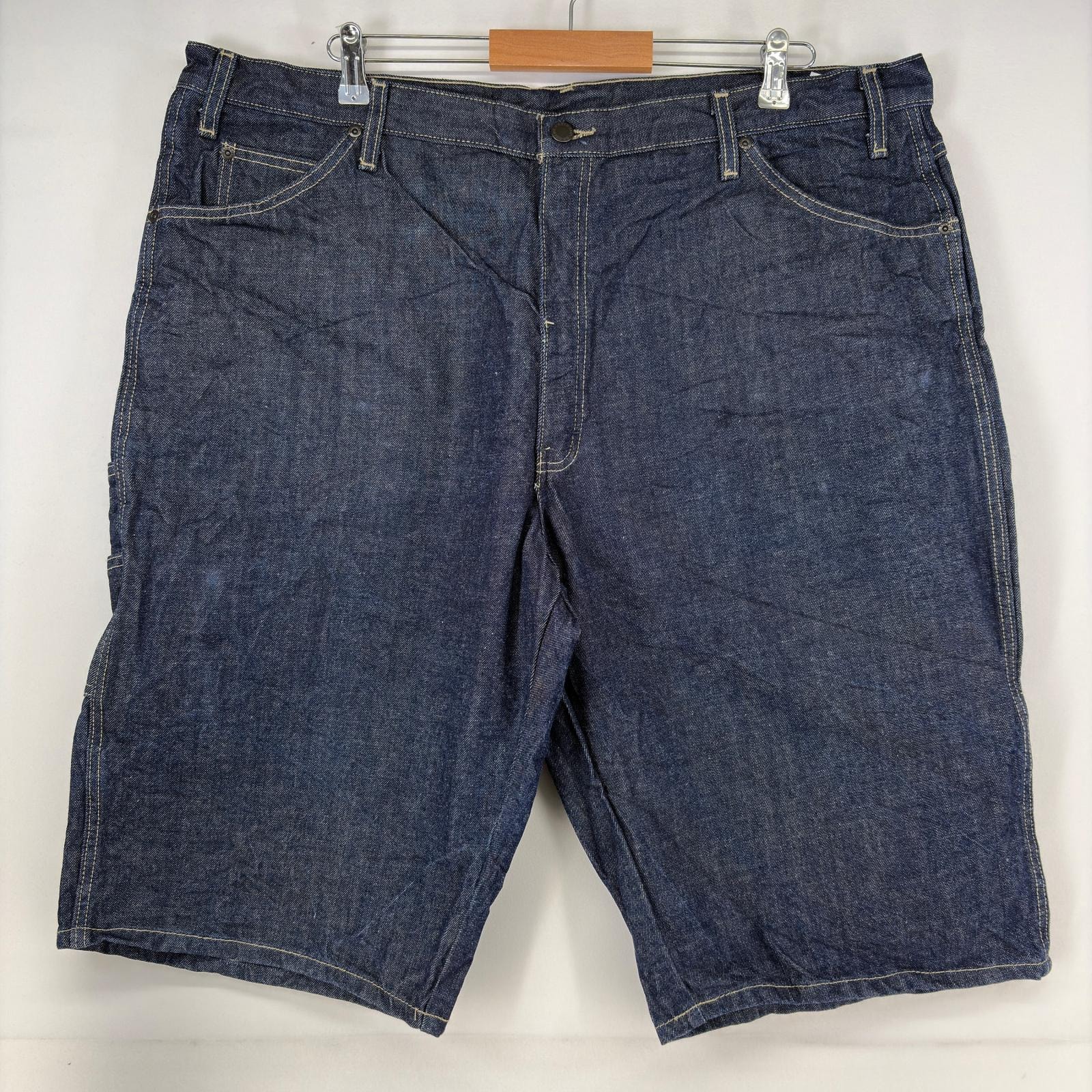 古着 ディッキーズ Dickies デニム ショートパンツ ペインター ワンポイント ジップ ハーフパンツ 大きいサイズ w42 ブルー メンズ