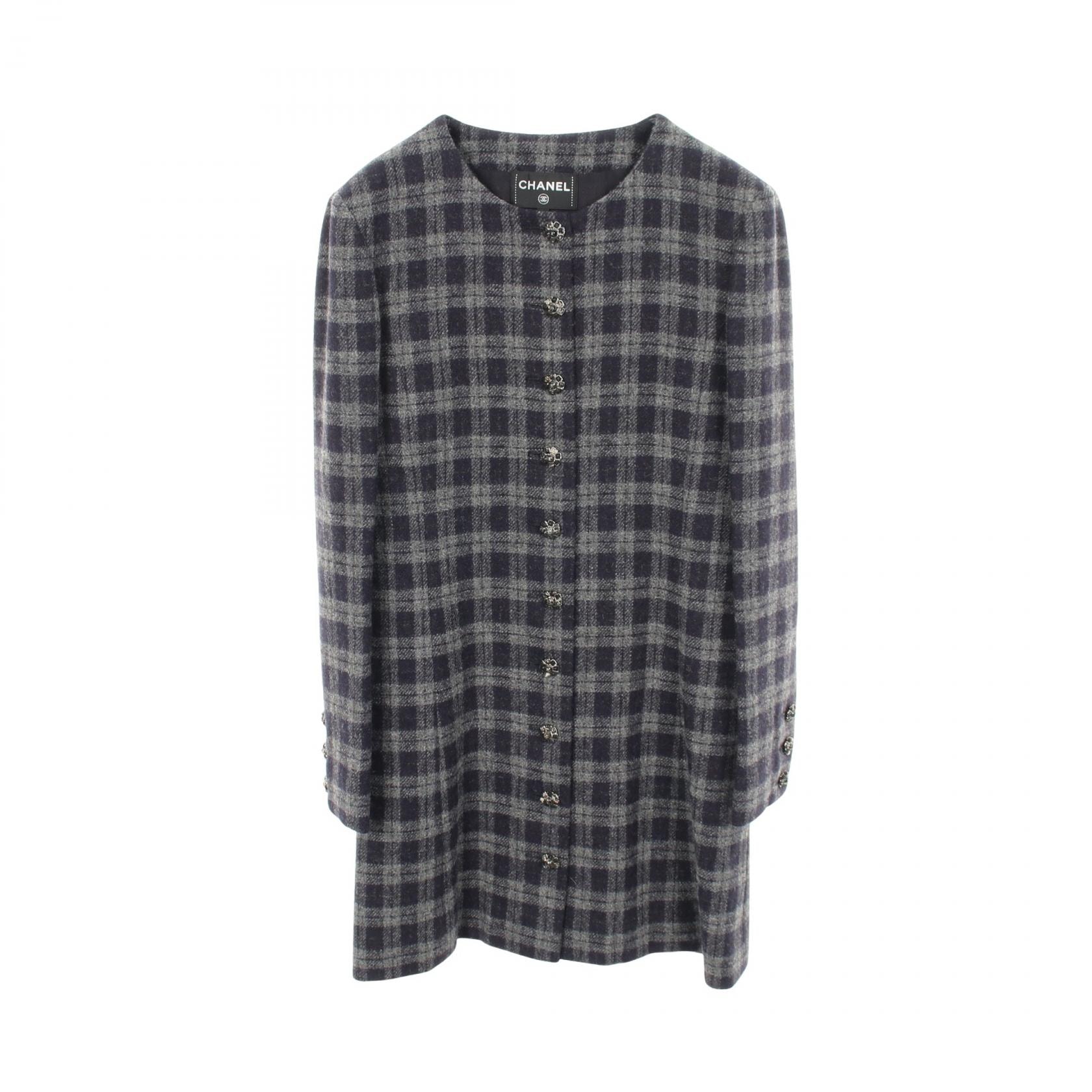 シャネル CHANEL ココマークボタン ワンピース 衣料品 トップス ウール レディース ネイビー系 / グレー系 P73616V65033 【中古】