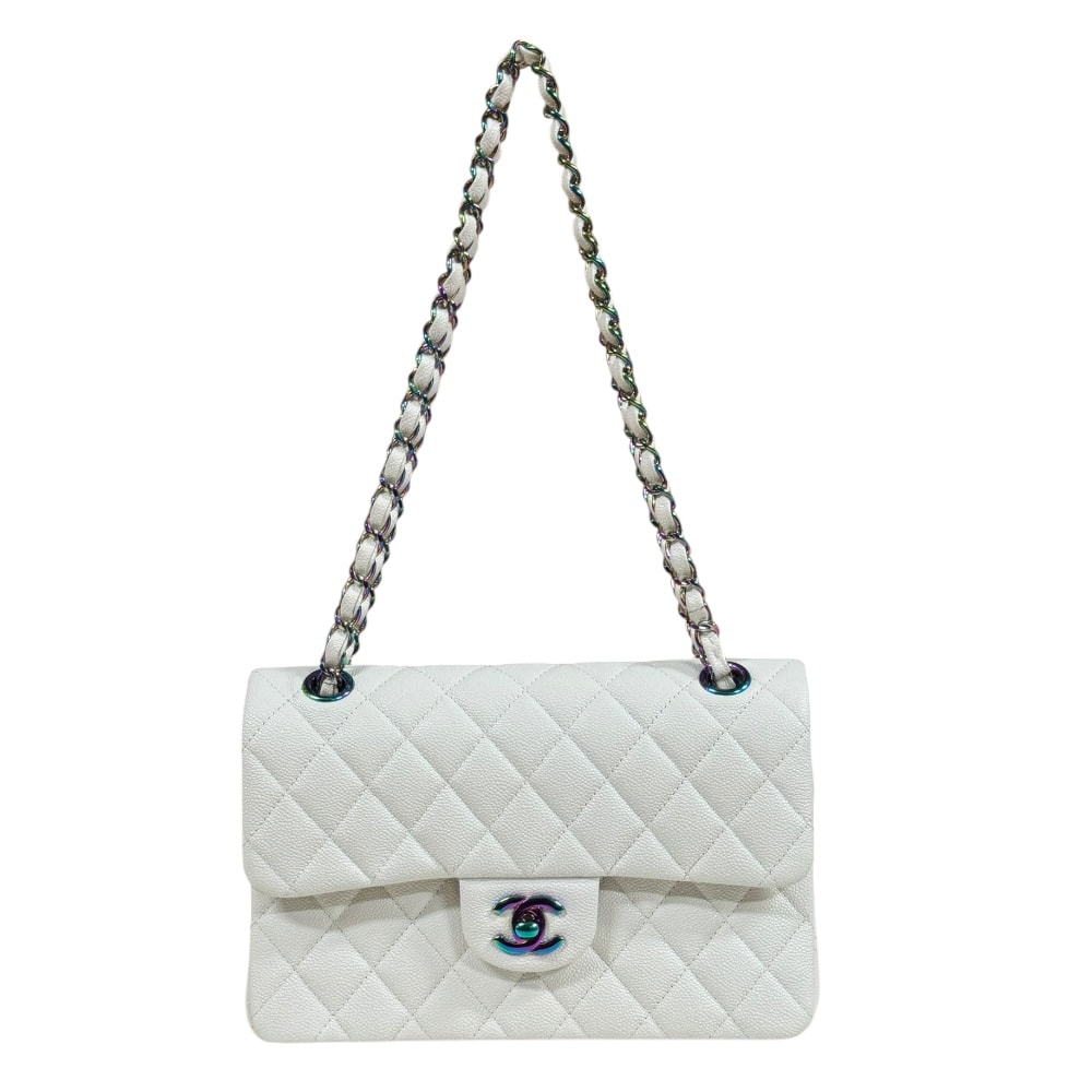 シャネル マトラッセ ショルダーバッグ キャビアスキン A01113 ホワイト レディース CHANEL  中古