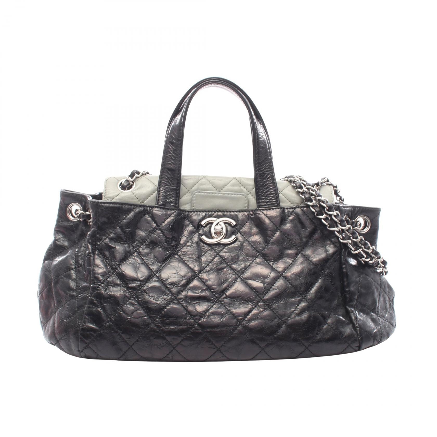シャネル CHANEL ポートベロー 2WAY ショルダーバッグ バッグ レザー レディース ブラック系 / グレー系 【中古】