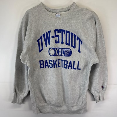 古着 90's/90年代 チャンピオン Champion USA製 スウェット 大きいサイズ リバースウィーブ 3段プリント 2XL グレー系 メンズ