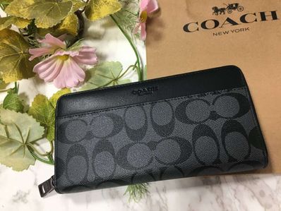 COACH ブラック&灰色 コーチ柄 長財布