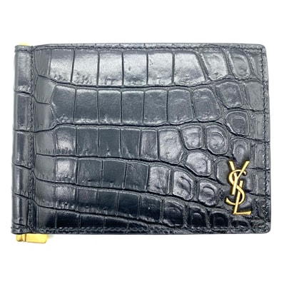 Saint Laurent Tiny Cassandra Bill Clip Wallet Black