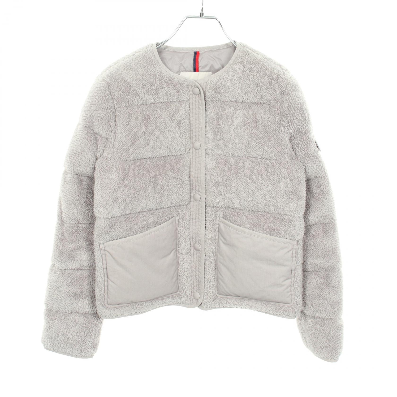 モンクレール MONCLER FLOYRAC ボア ノーカラー ダウンジャケット 衣料品 アウター ポリエステル レディース グレー系 1A00022 【中古】